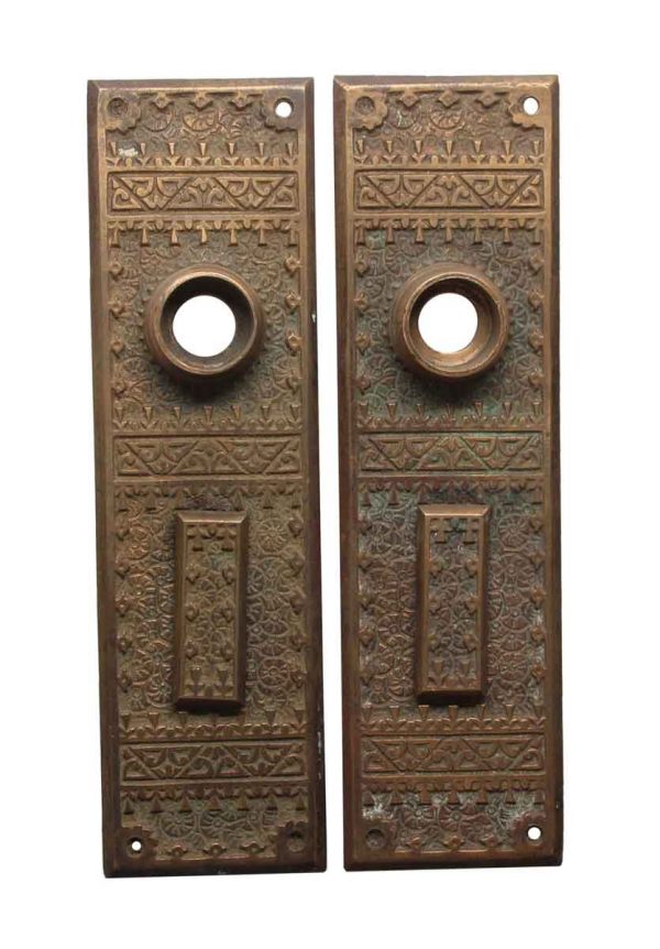 Back Plates - Antique Aesthetic 6.75 in. Bronze Entry Door Back Plates