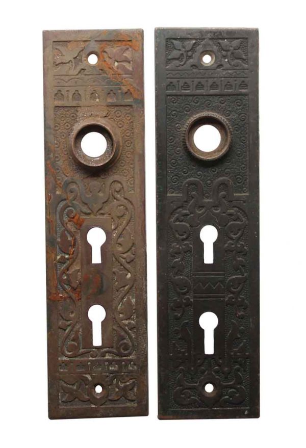 Back Plates - Pair of Aesthetic Bronze 7.125 in. Entry Door Back Plates