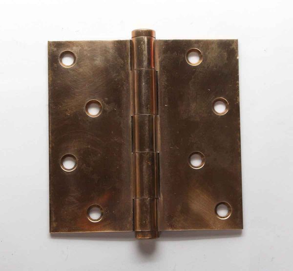 Door Hinges - 4.5 x 4.5 Brass Butt Door Vintage Hinge with Flat Tips