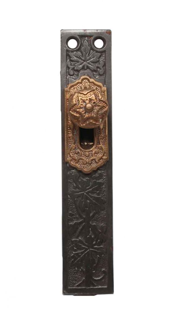 Door Locks - Antique Victorian Flush Cast Iron Door Bolt with Brass Button