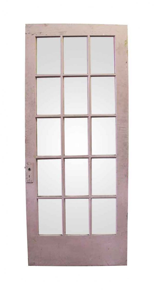 French Doors - Antique 15 Glass Lite Wood French Door 83.125 x 35