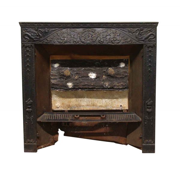 Heating Elements - Antique Black Cast Iron Fireplace Wall Insert