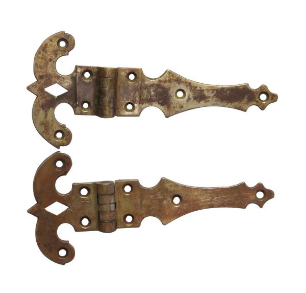 Ice Box Hardware - Pair of 11 in. Brass Ice Box Hinges