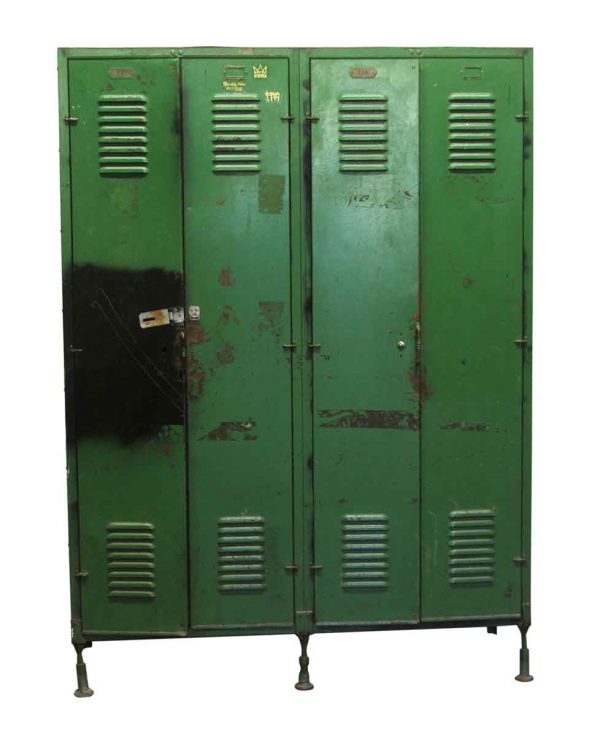 Industrial - Reclaimed Green 2 Double Door Locker Unit