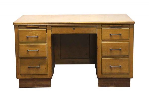 Office Furniture - Vintage Six Drawer Solid Maple Wood Desk