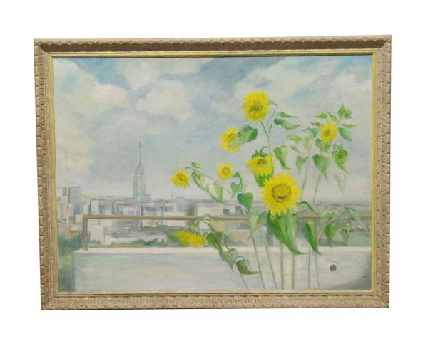 Paintings - Vintage Sunflower Scenic Painting