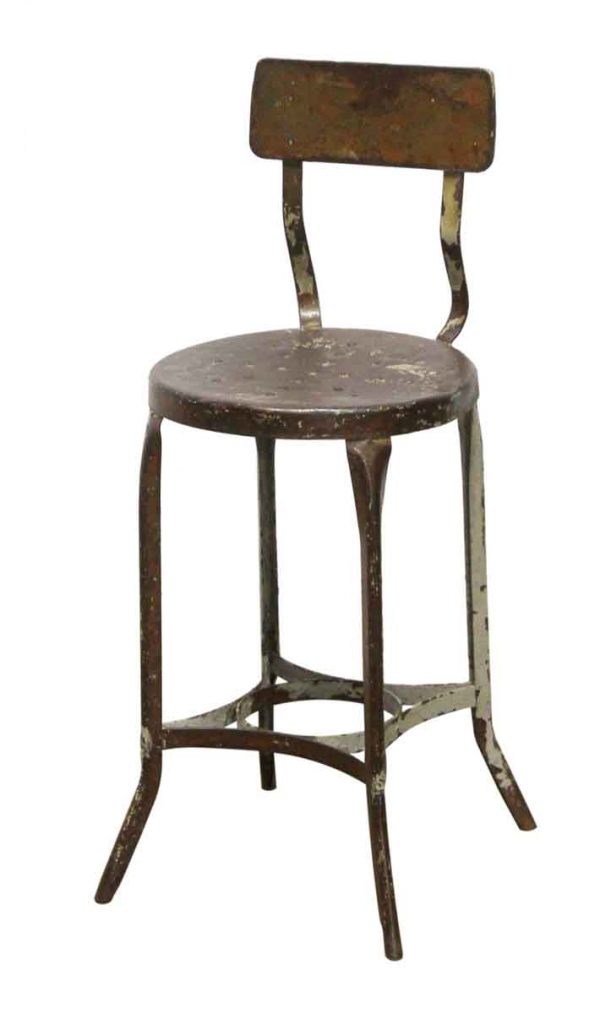 Seating - Steel Industrial Counter Height Stool with Back