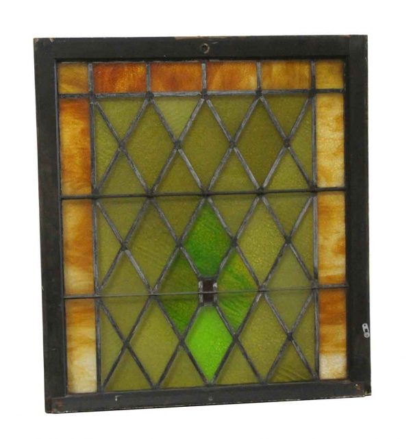 Stained Glass - Antique Diamond Pattern Stained Glass Window