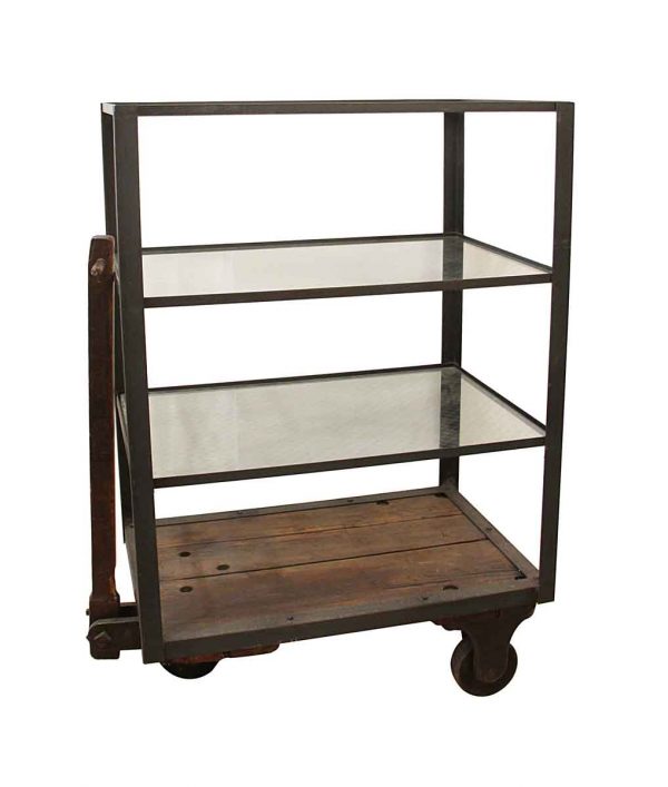 Altered Antiques - Industrial Glass 3 Tier Cart with Pull Handle