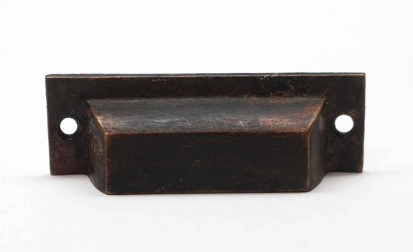 Cabinet & Furniture Pulls - Antique Brass Drawer Bin Pull with Dark Patina