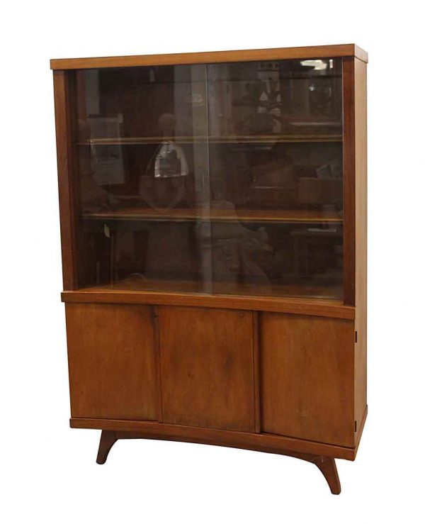Cabinets - Vintage Mid Century Glass & Walnut Cabinet