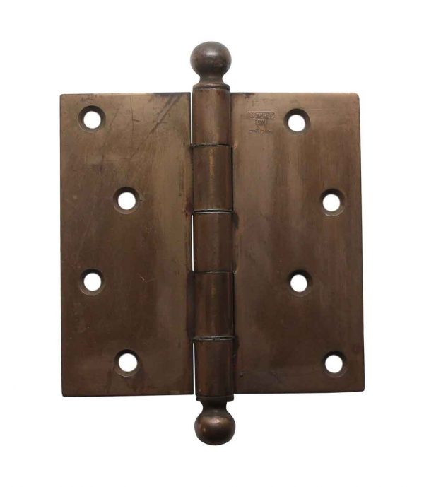 Door Hinges - 4.5 x 4.5 Stanley Ball Tip Brass Plated Steel Butt Door Hinge