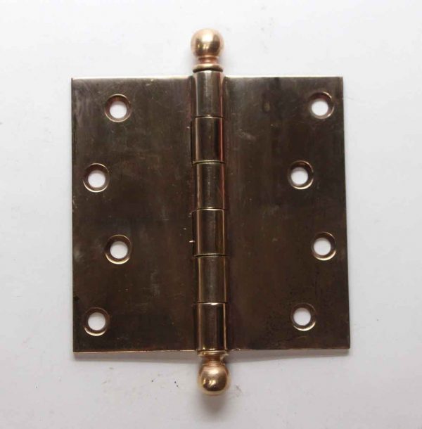 Door Hinges - Brass 4.5 x 4.5 Butt Antique Door Hinge with Ball Tips