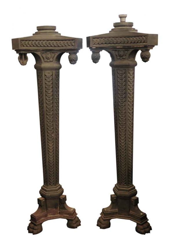 Exterior Lighting - Pair of Cast Iron Exterior Claw Foot Lamp Posts