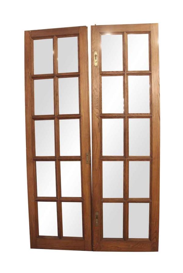 French Doors - Antique Chestnut 10 Lite French Double Doors 93 x 54