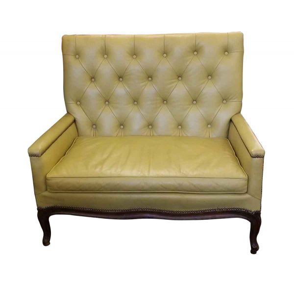 Living Room - Vintage Faux Leather Yellow Love Seat