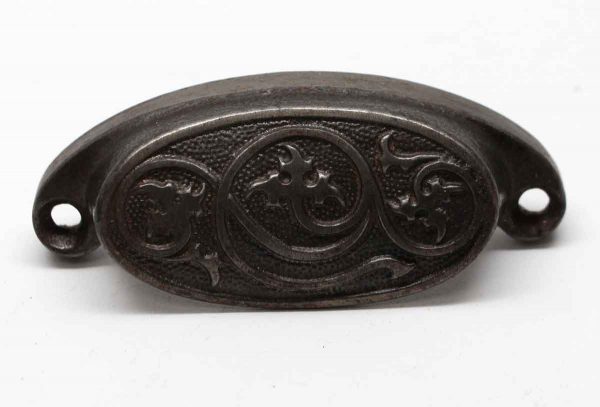 Cabinet & Furniture Pulls - Ornate Antique Cast Iron Bin Pull