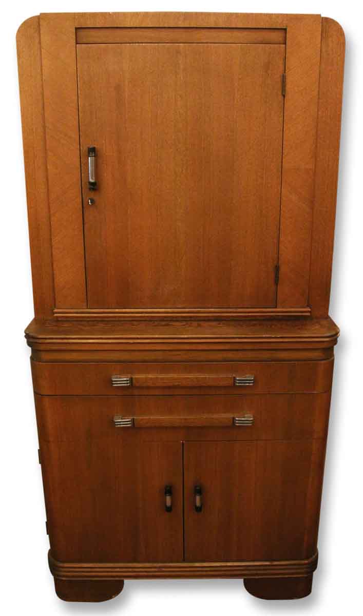 Tall Art Deco Hamilton Walnut Medical Cabinet Olde Good Things