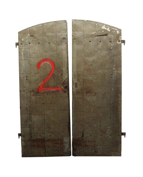 Commercial Doors - Reclaimed Arched Steel Fire Double Doors 93.5 x 67.5