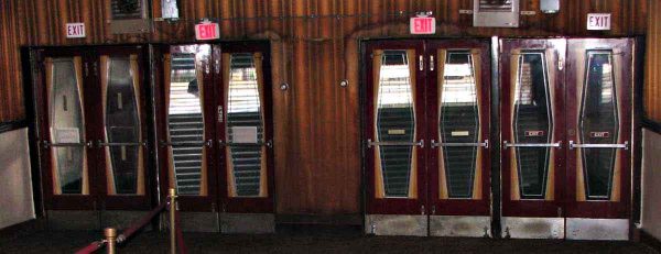 Commercial Doors - Vintage Art Deco Metal & Glass Theater Double Doors 93 x 60
