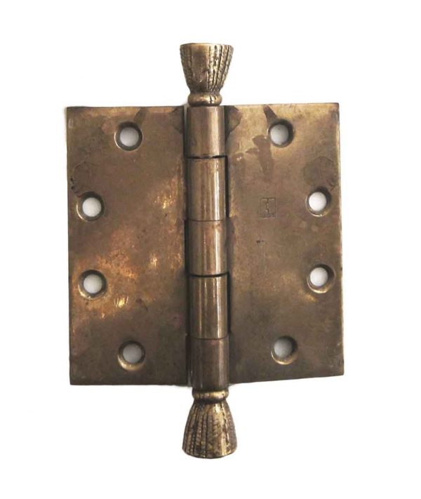 Door Hinges - Cast Brass 4.5 x 4.5 Tassel Finial Hager Butt Antique Door Hinge