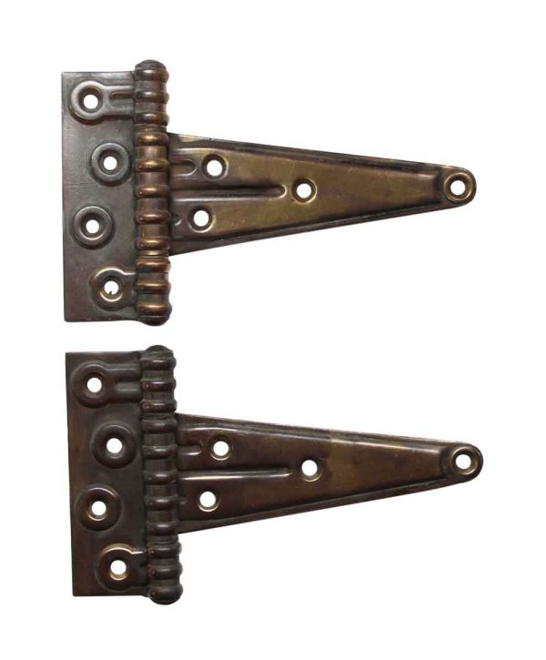 Door Hinges - Pair of Industrial 7.5 x 4.5 Brass Strap Hinges