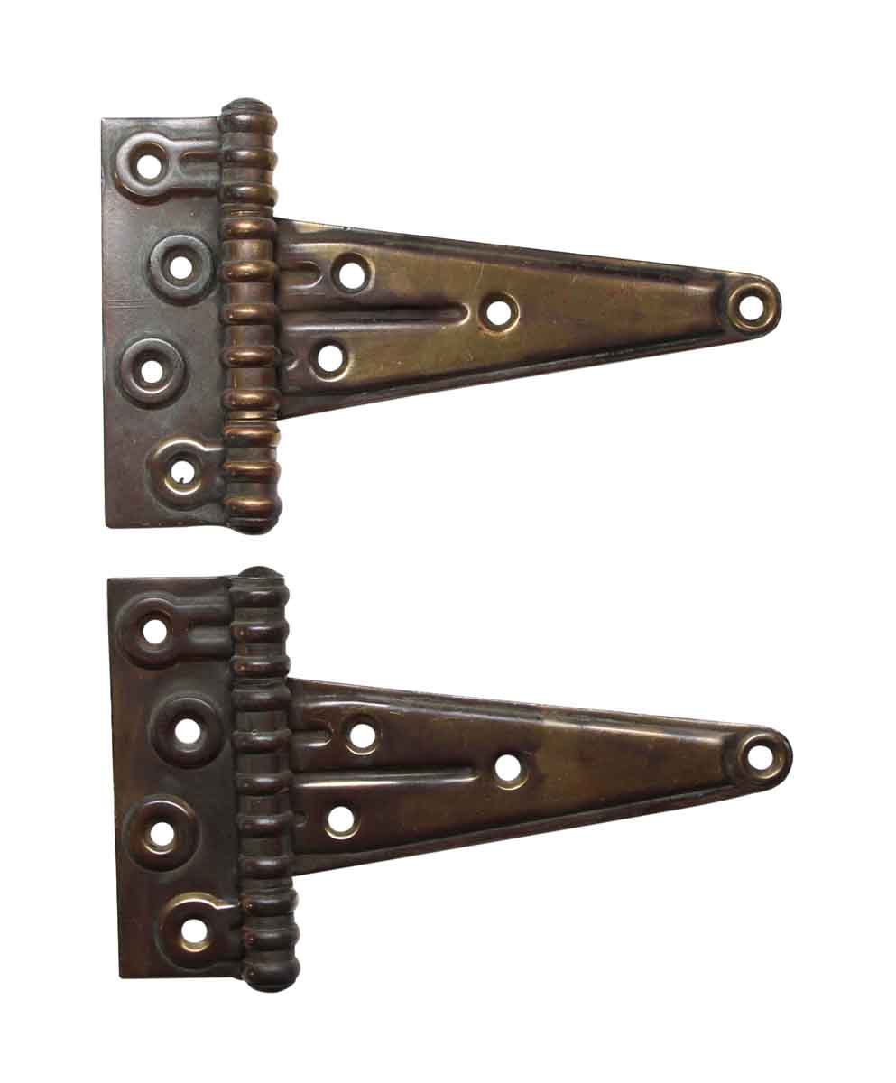 Pair of Industrial 7.5 x 4.5 Brass Strap Hinges