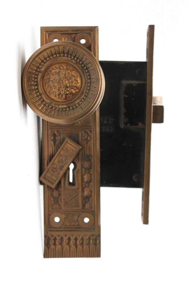 Door Knob Sets - Antique Corbin Brass Door Knob & Lock Set
