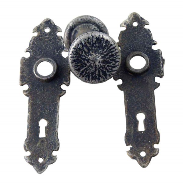 Door Knob Sets - Iron Door Knob Set with Keyhole Back Plates