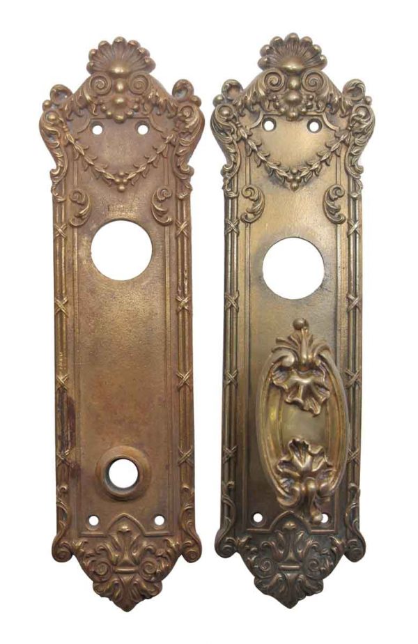 Door Knob Sets - Rococo Brass Oval Door Knob & Plate Set