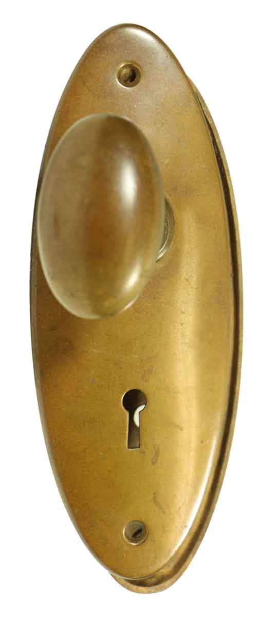 Door Knob Sets - Yale & Towne Oval Brass Door Knob & Keyhole Back Plate Set