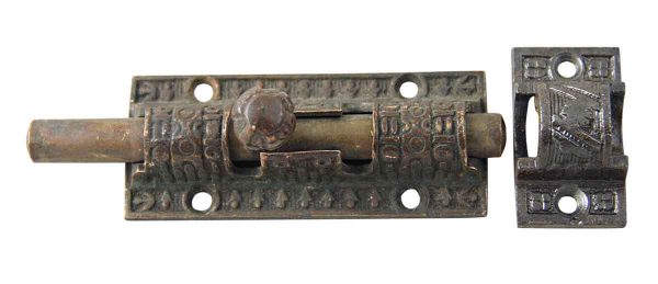 Door Locks - Victorian Cast Iron Ornate Slide Door Bolt Lock