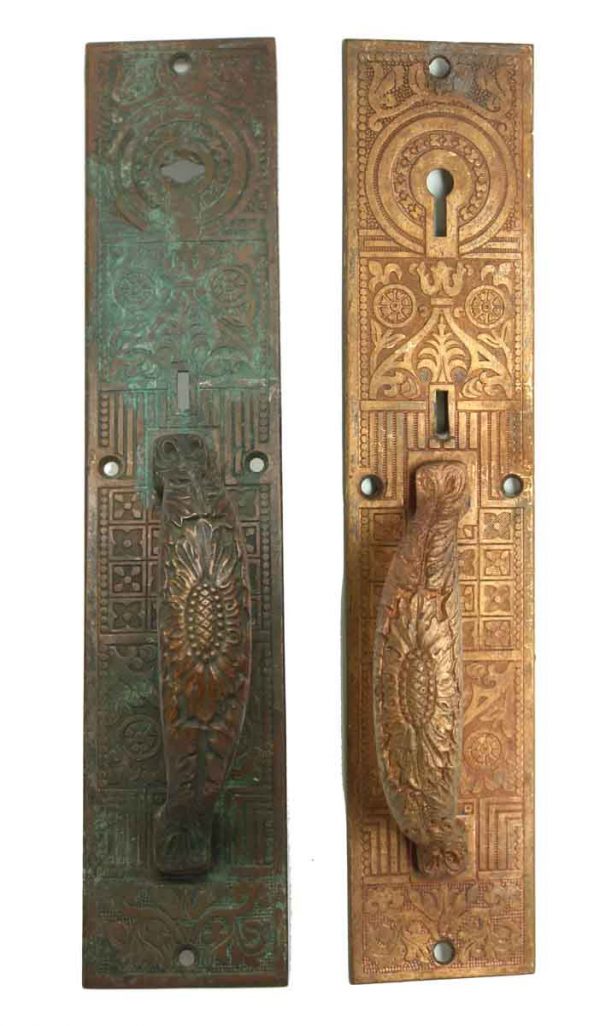 Door Pulls - Pair of Ornate Bronze Door Handles