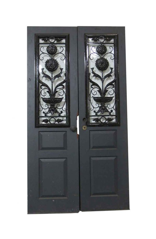 Entry Doors - Antique Double Doors with Cast Iron Covers 83.25 x 44.75
