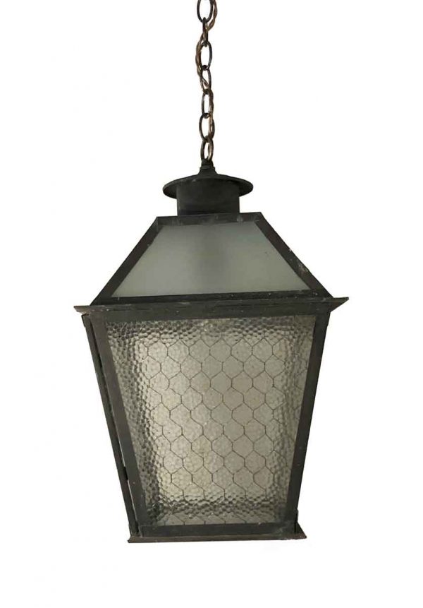 Exterior Lighting - Chicken Wire Glass Outdoor Copper Lantern