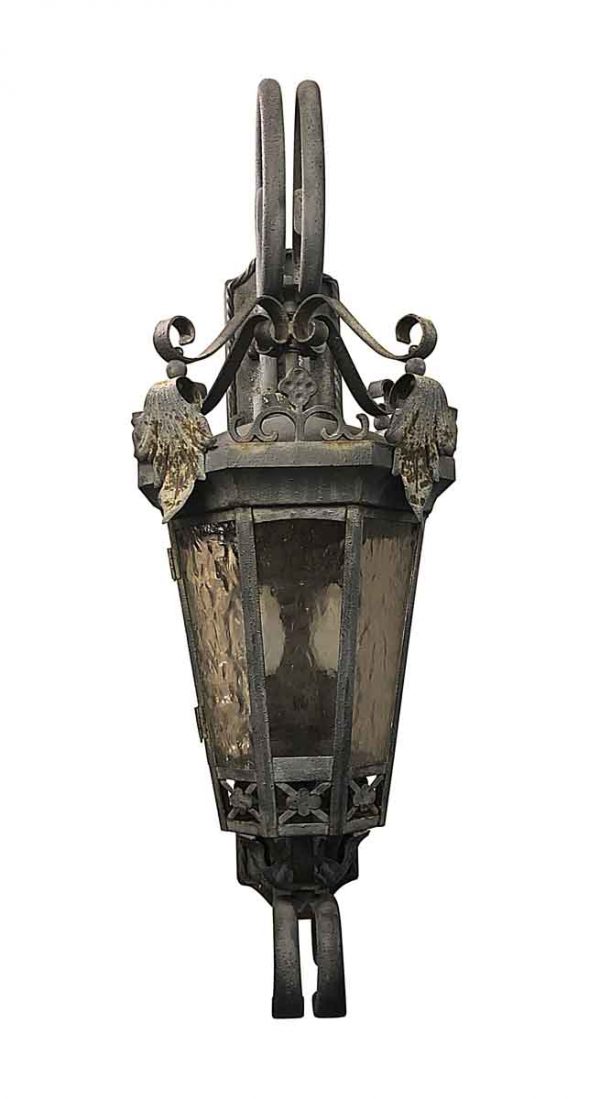 Exterior Lighting - Oversized Exterior 44 in. Iron Sconce with Foliage Detail