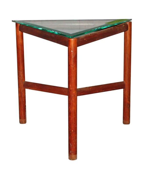 Living Room - Mid Century Triangular Beveled Glass Top Coffee Table