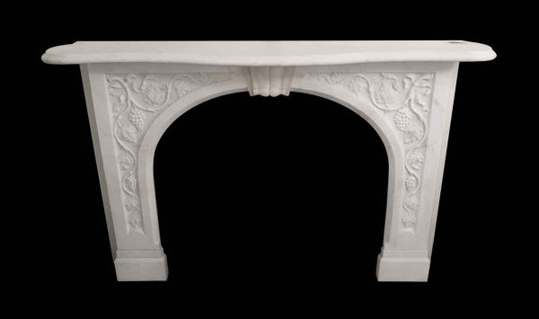 Mantels - Carved White Grapevine Motif Marble Mantel