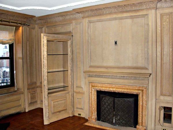 Paneled Rooms & Wainscoting - 10 ft High Carved Oak Paneled Room with Carved Crown Molding