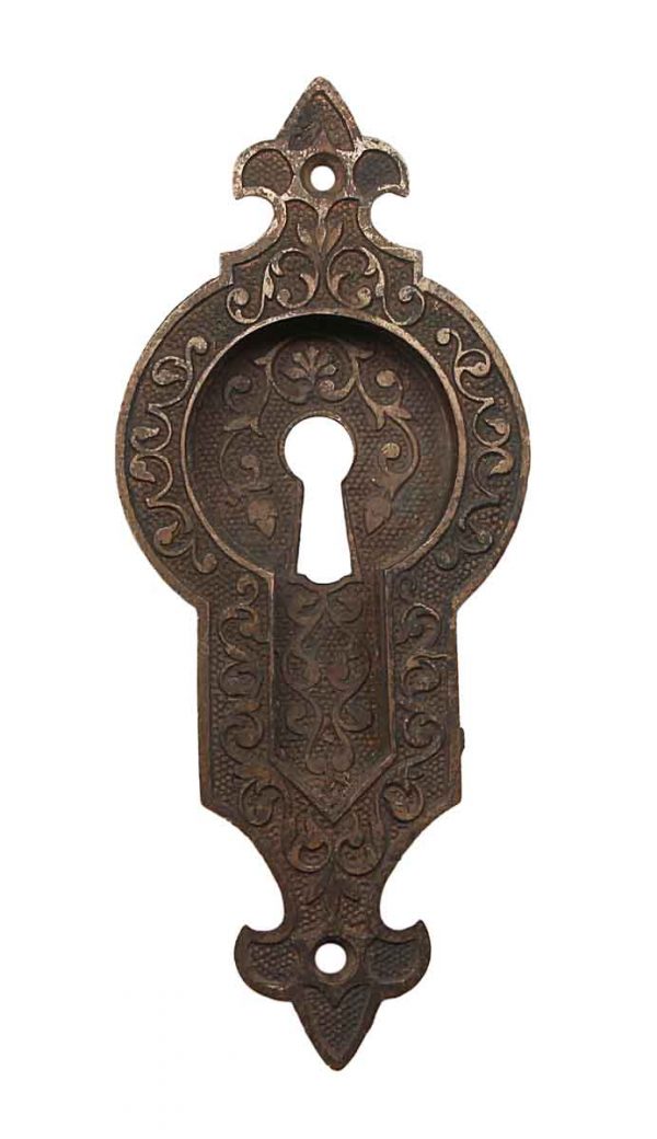 Pocket Door Hardware - Antique Bronze Keyhole Ornate Pocket Door Pull