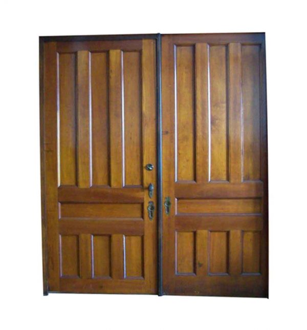 Pocket Doors - Antique 7 Panel Cherry Pocket Double Doors 94 x 84