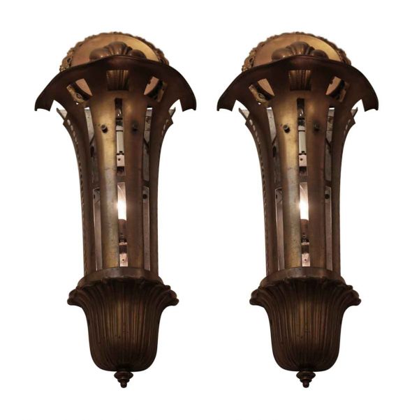 Sconces & Wall Lighting - Pair of Brass Art Deco Sconces from The American Theater NYC
