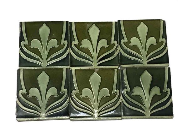 Wall Tiles - Dark & Light Green Fleur De Lis Tile Set