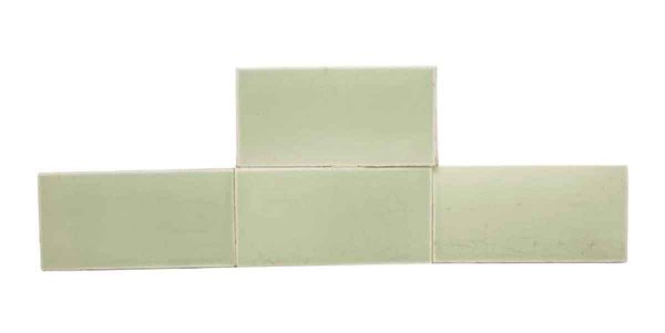 Wall Tiles - Set of Four Mint Green Shiny Crackled 6 x 3 Subway Tiles