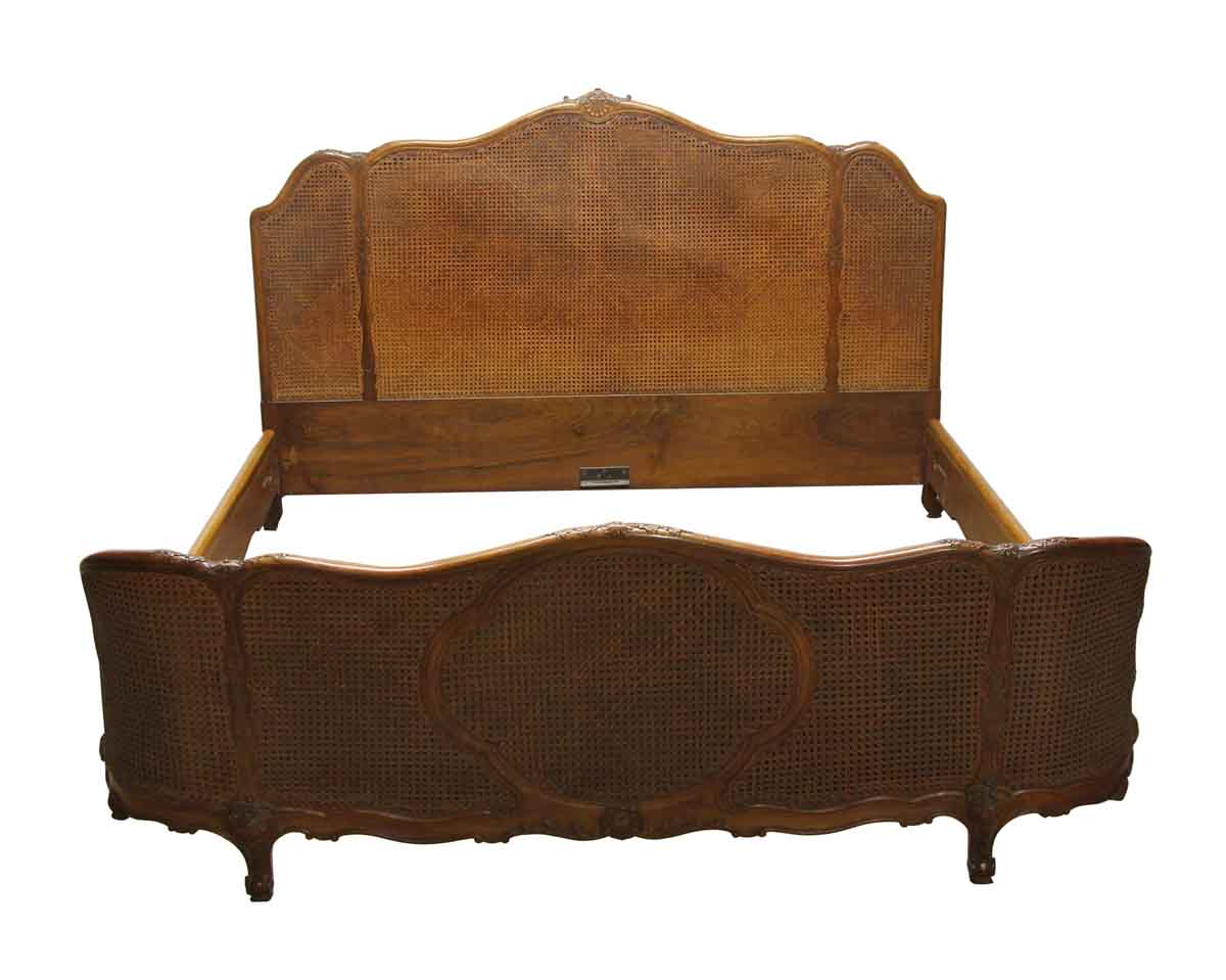 Cane Art Deco King Size Bed Frame, Antique King Bed