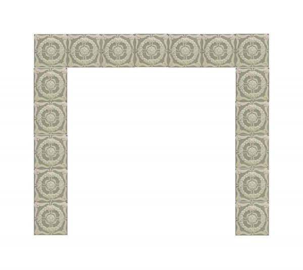 Fireplace Surrounds - Antique Raised Mint Green & White Fireplace Surround