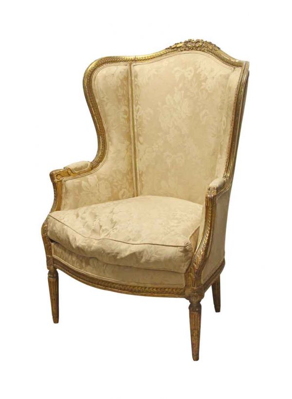 Living Room - 19th Century Carved Wood Frame Wing Back Chair