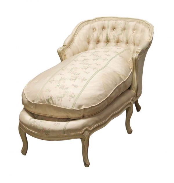 Living Room - Antique Cream Tufted Chaise Lounge
