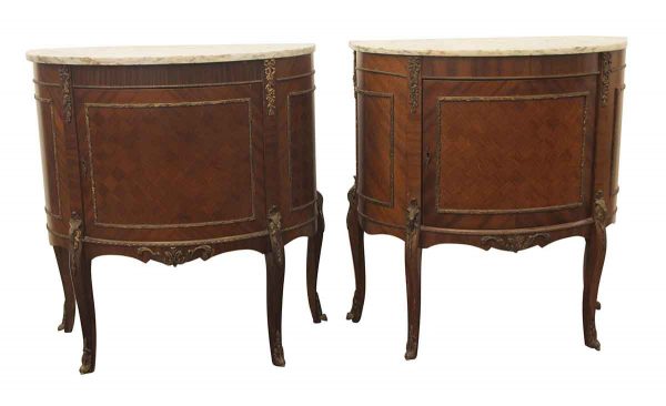 Living Room - Pair of Victorian Marble Top Night Stand Side Tables