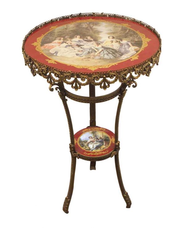 Living Room - Victorian Hand Painted Porcelain & Bronze Side Table
